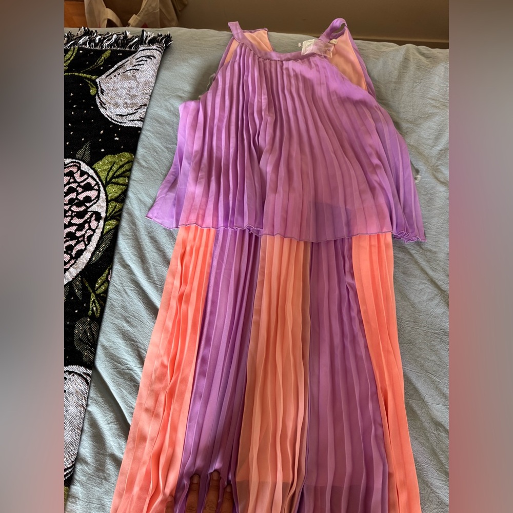 Cato Purple and Pink Pleated Maxi Dress - Picture 3 of 5